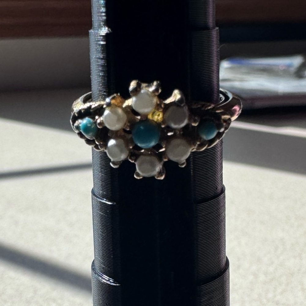 Vintage Gold and Turquoise Pearl Ring